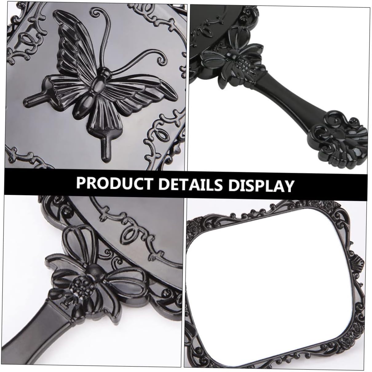 DOITOOL 2pcs Square Travel Beauty Mirror with Butterfly Carving