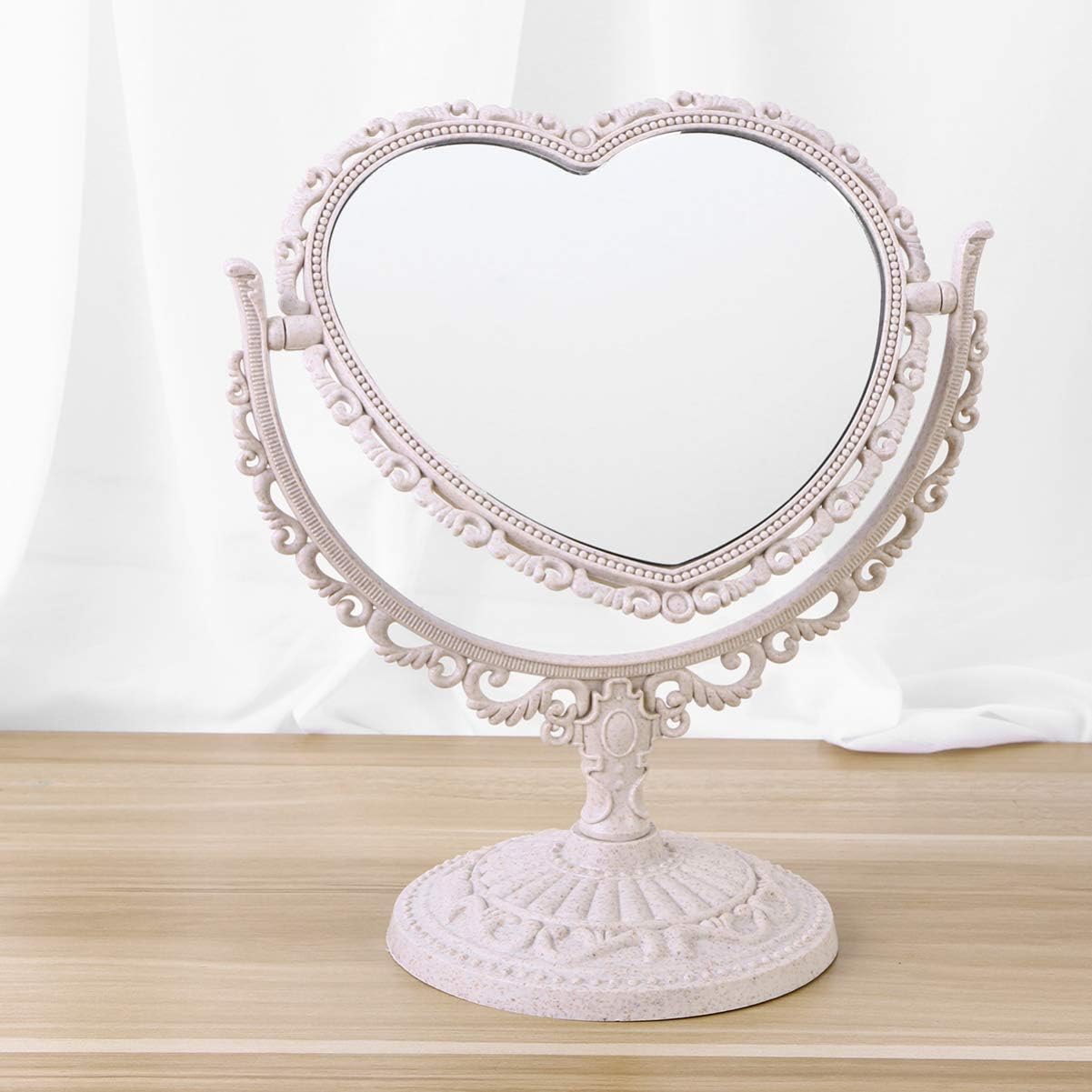 Lurrose Heart Shaped Vanity Mirror with 2X Magnification