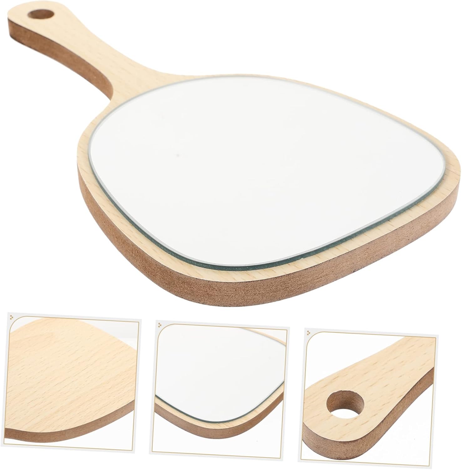 Portable Wooden Handle Mirror for Travel and Home Use 1