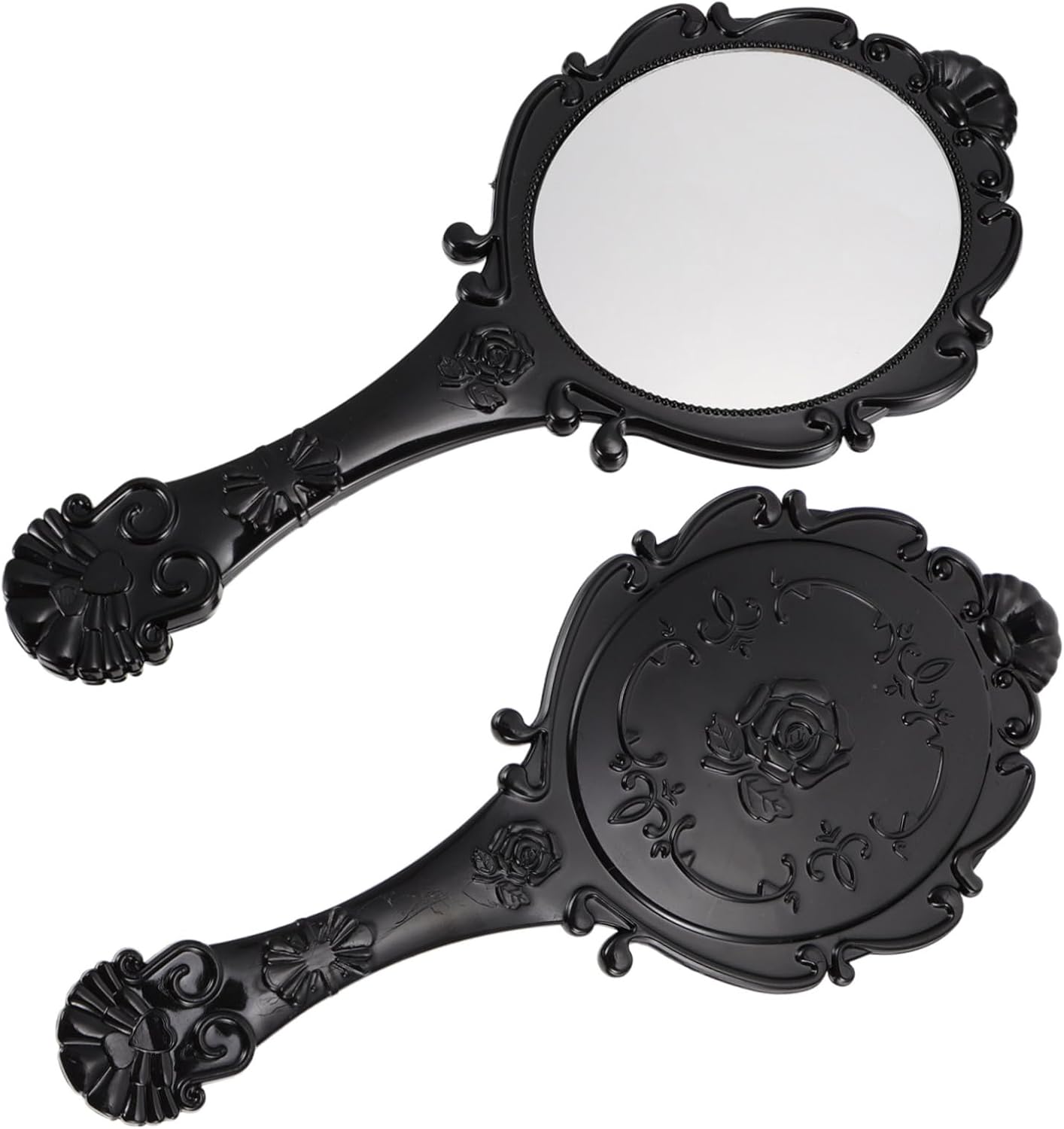 2pcs Gold Vanity Mirror Lightweight Travel Makeup Mirror Retro Handheld