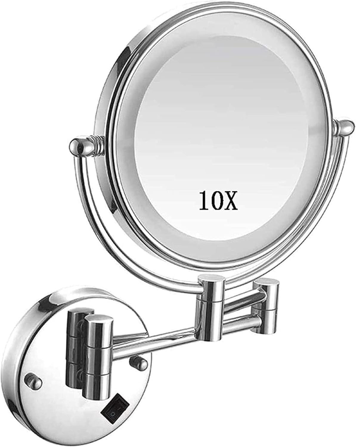Wall Mount Makeup Mirror with 10X Magnification and LED Lights