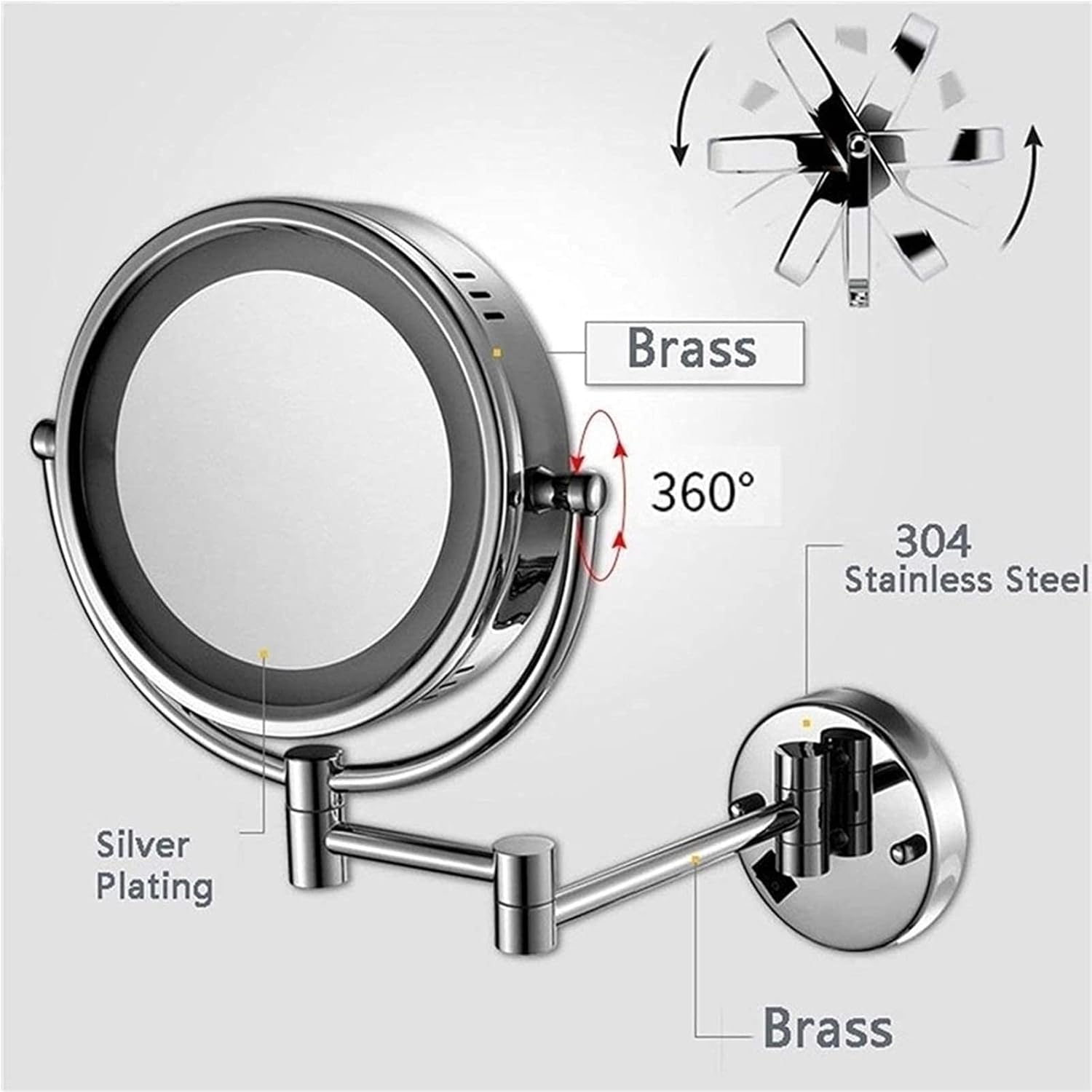 GALSOR Makeup Mirror 360 Rotation Dual-Sided Gold