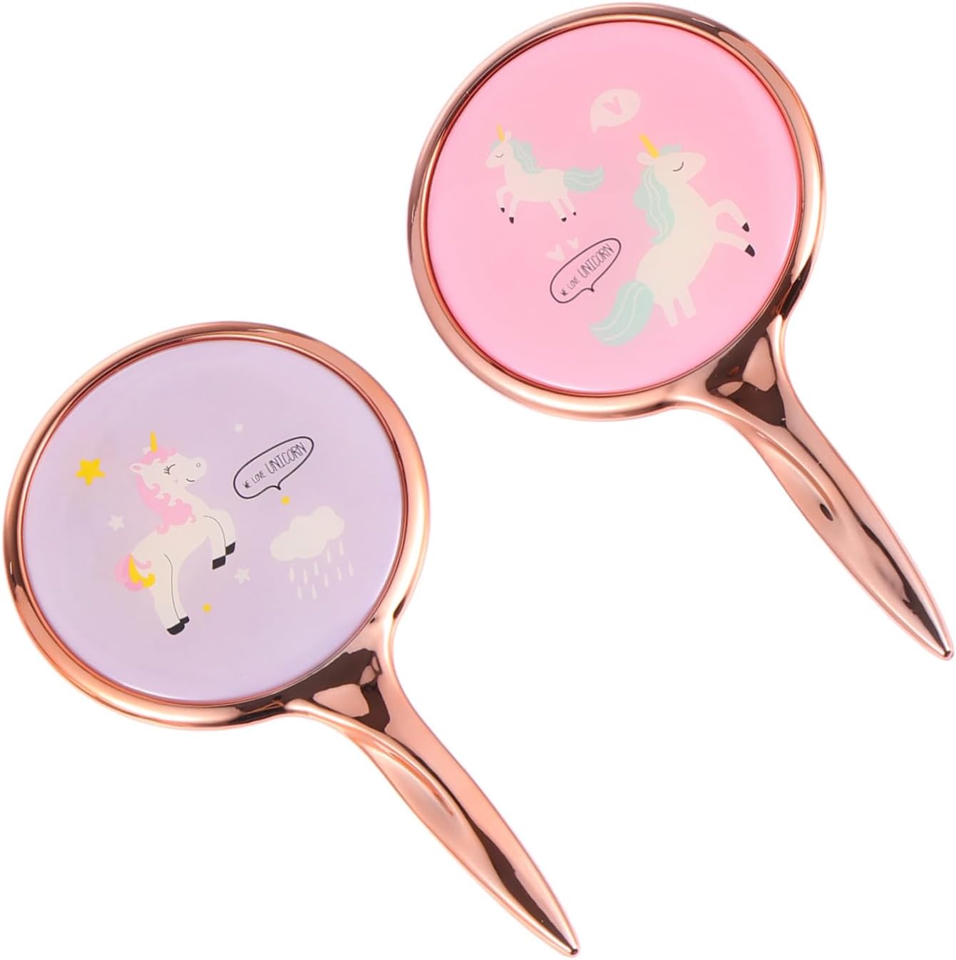 2Pcs Handheld Makeup Mirror with Handle for Travel and Home Use