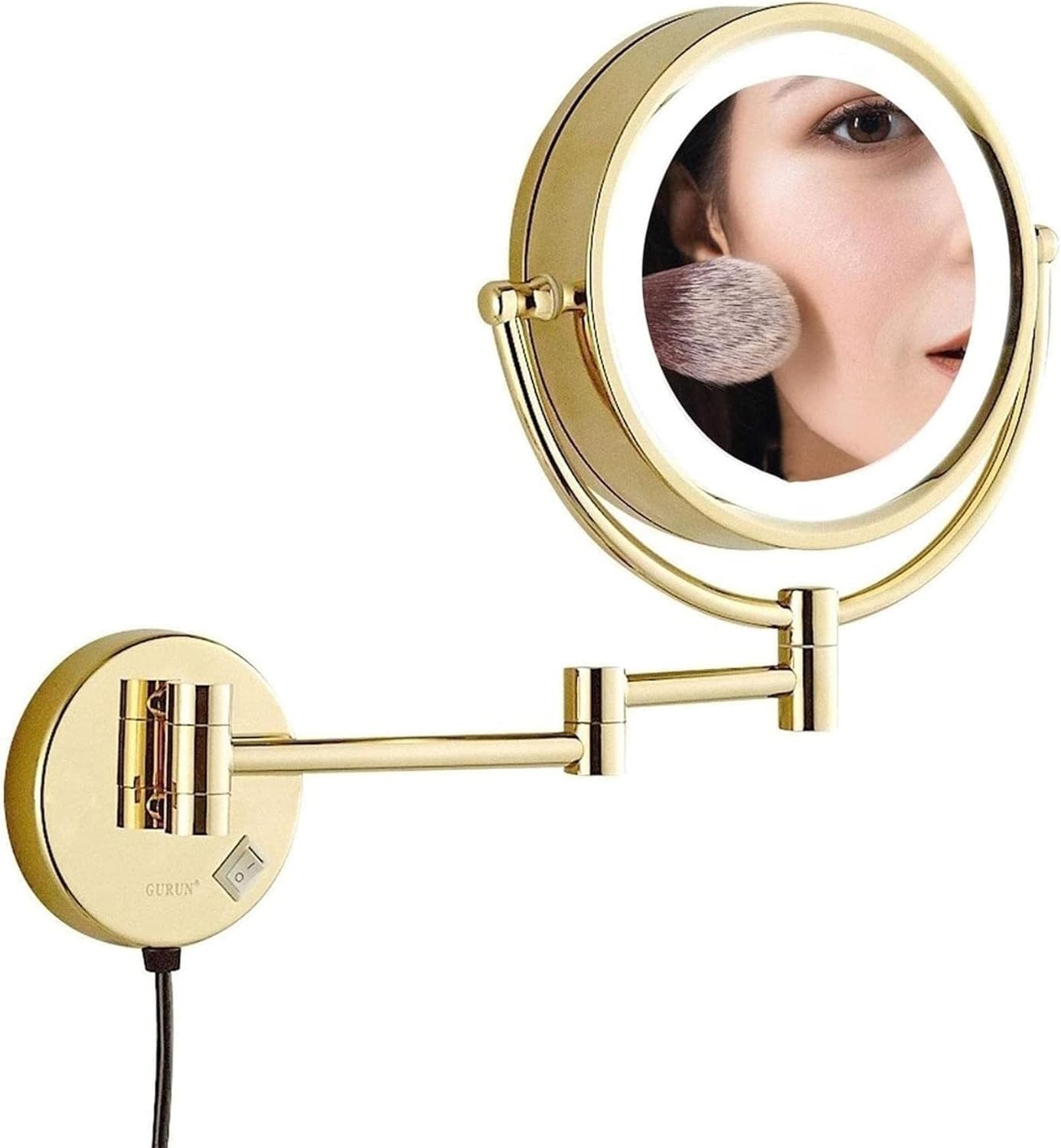 GALSOR Makeup Mirror 360 Rotation Dual-Sided Gold