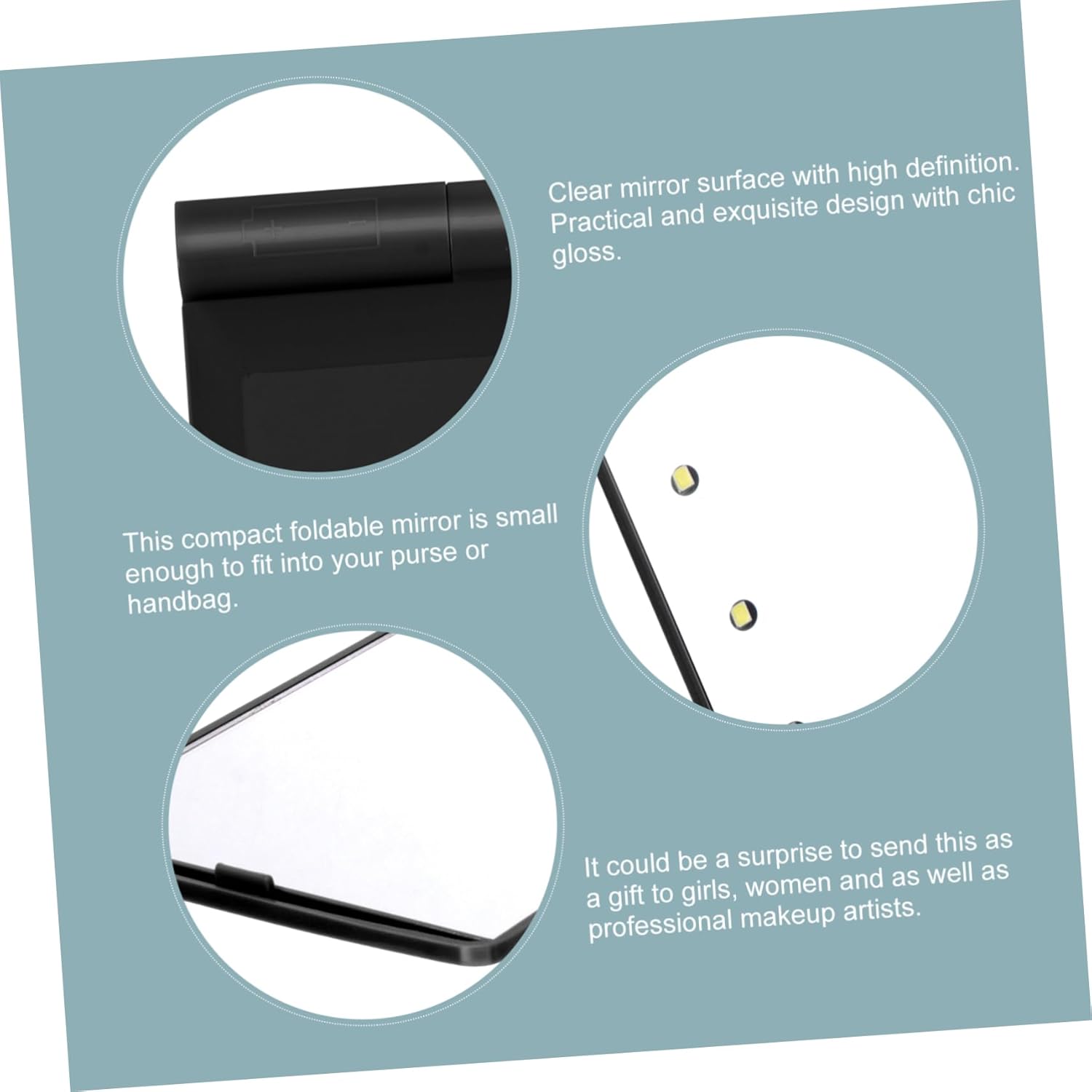 Mikinona Foldable LED Mirror for Makeup Double-Sided Beauty Mirror
