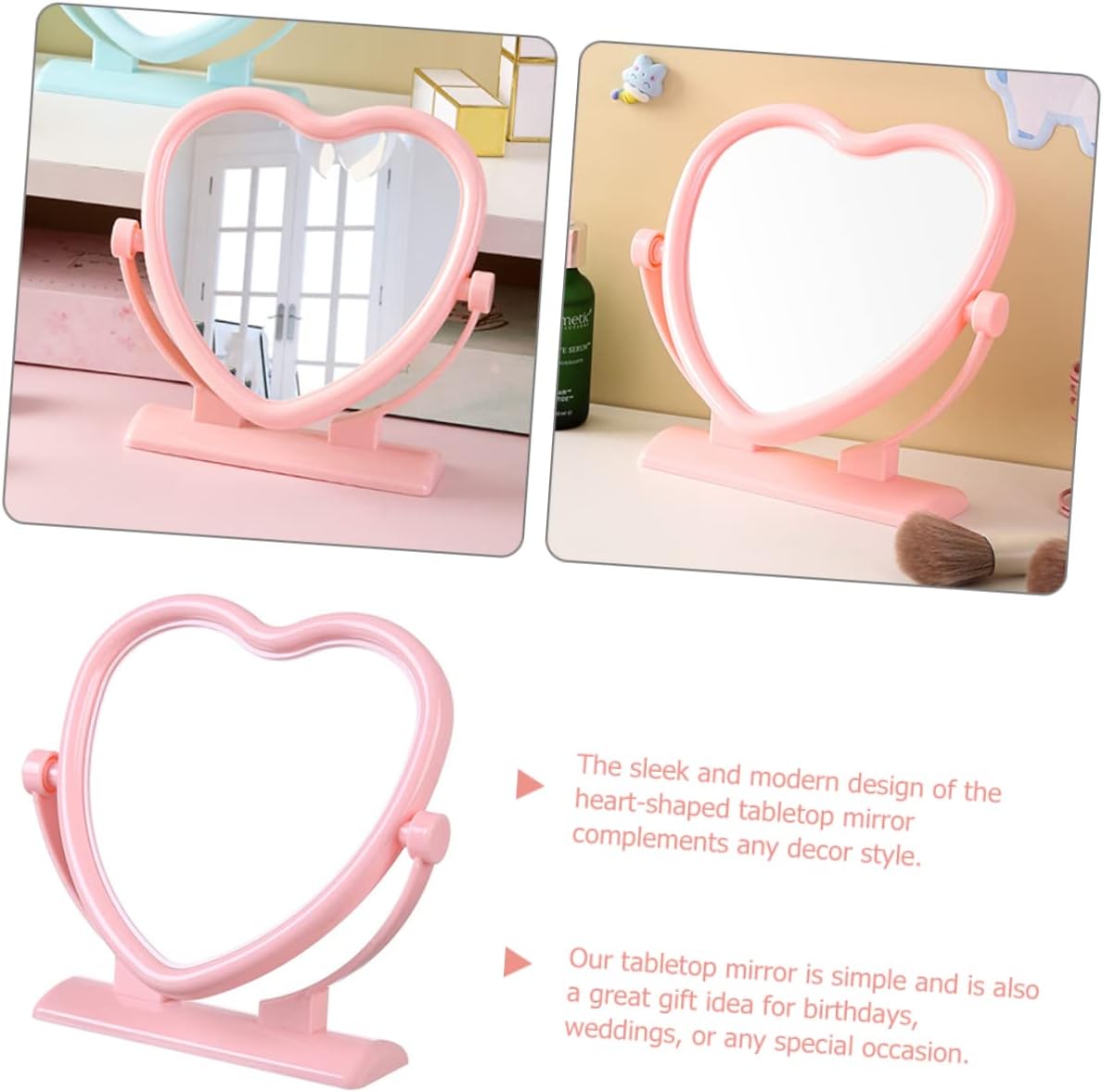 VICASKY Heart Shaped Double Sided Makeup Mirror