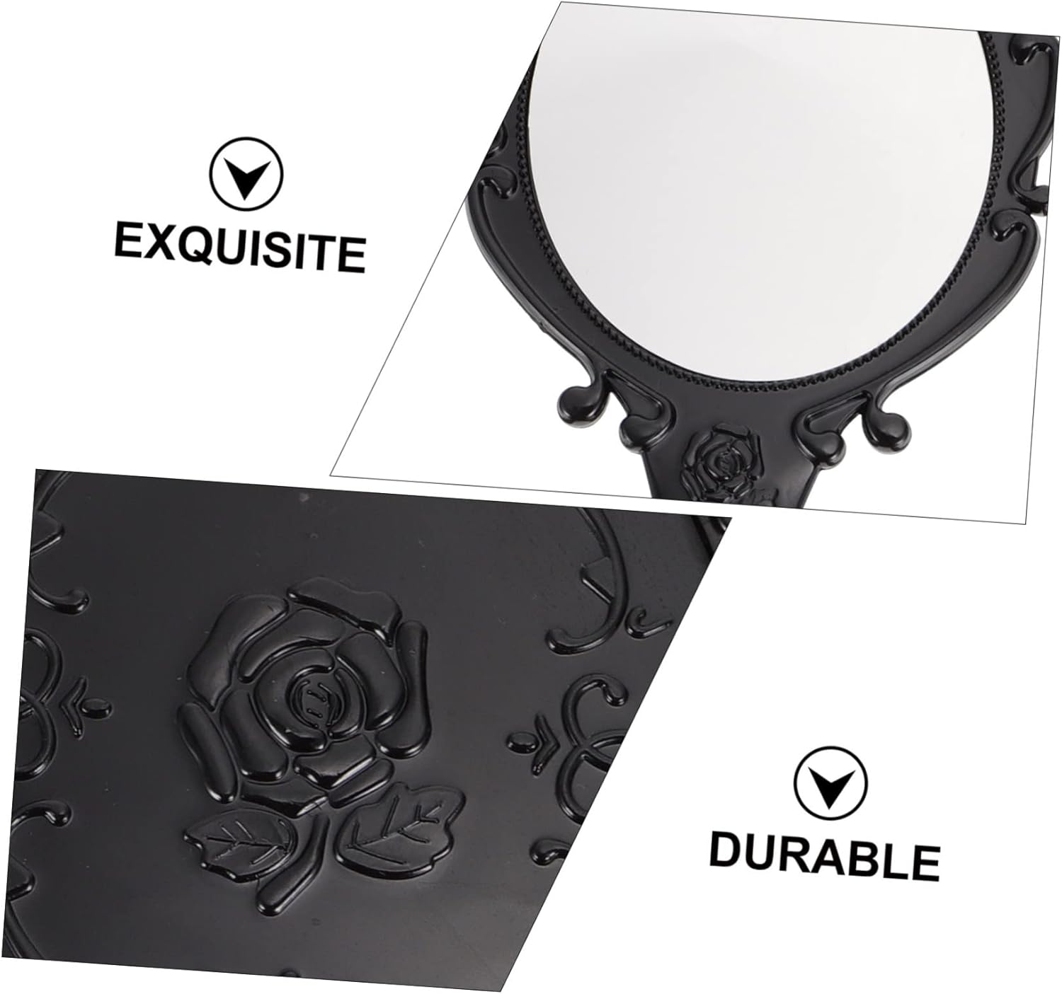Vaguelly 2Pcs Handheld Retro Makeup Mirror
