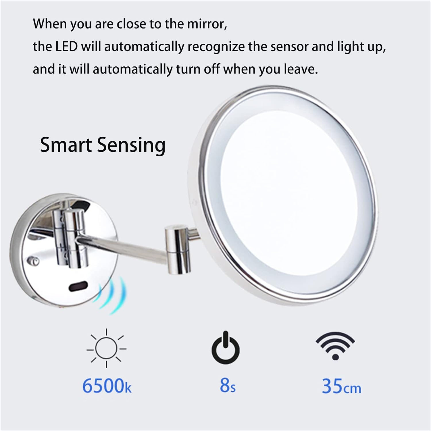NOVOCE Smart Sensor Makeup Mirror with Lights 10X Magnification