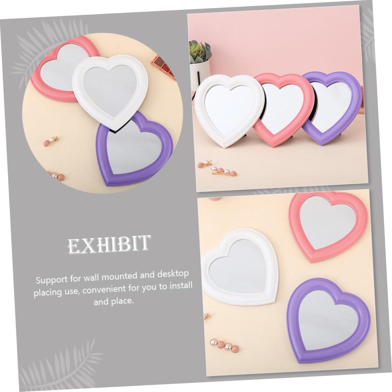 VANZACK Heart-Shaped Vanity Mirror Set for Desk and Wall 1