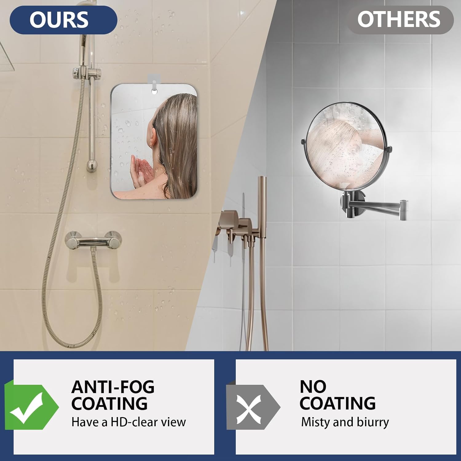 Fogless Shower Mirror for Men and Women 1