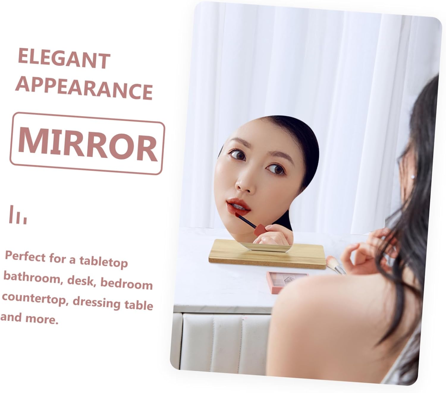GLEAVI Small Vanity Mirror with LED Frameless Desktop Stand