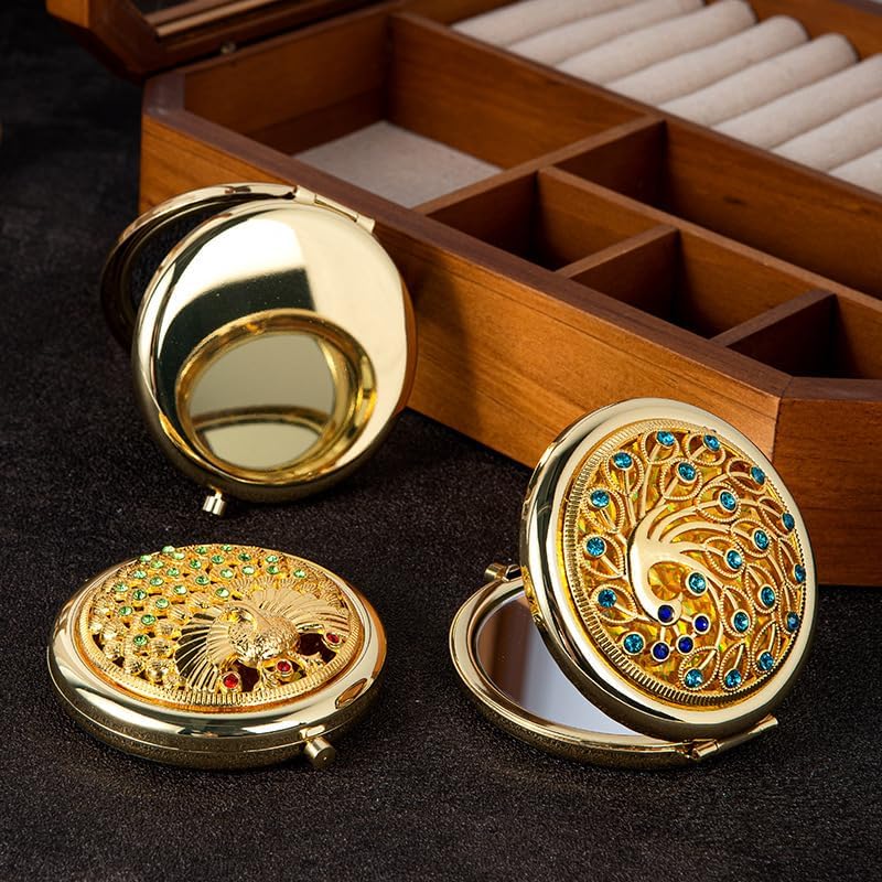 BYVUTE Vintage Foldable Metal Makeup Mirror