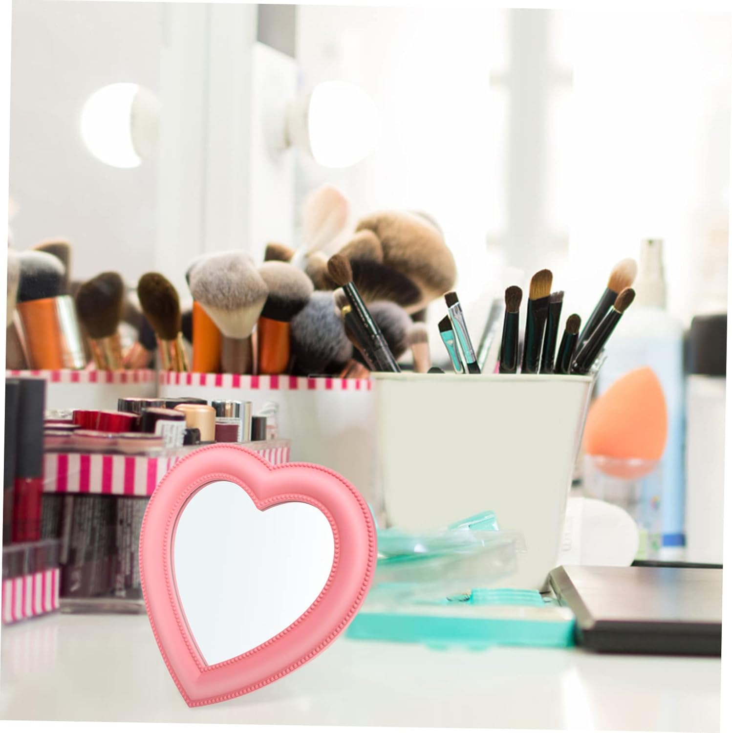 Ipetboom Led Makeup Mirror Wall Mounted Pink Beauty Vanity