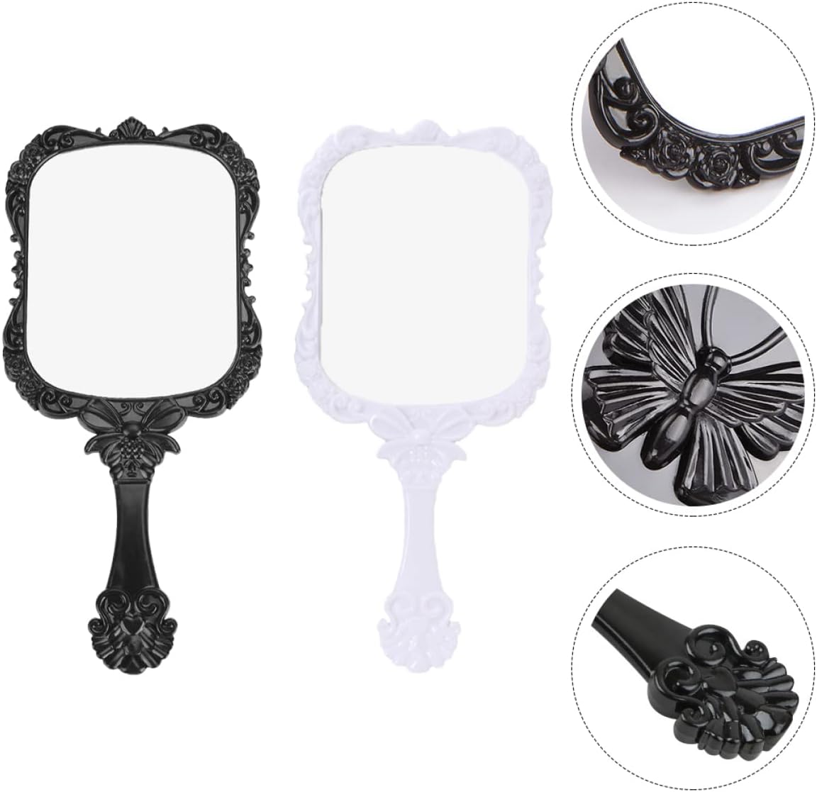 VINTORKY 2Pcs Handle Beauty Mirror Portable Travel