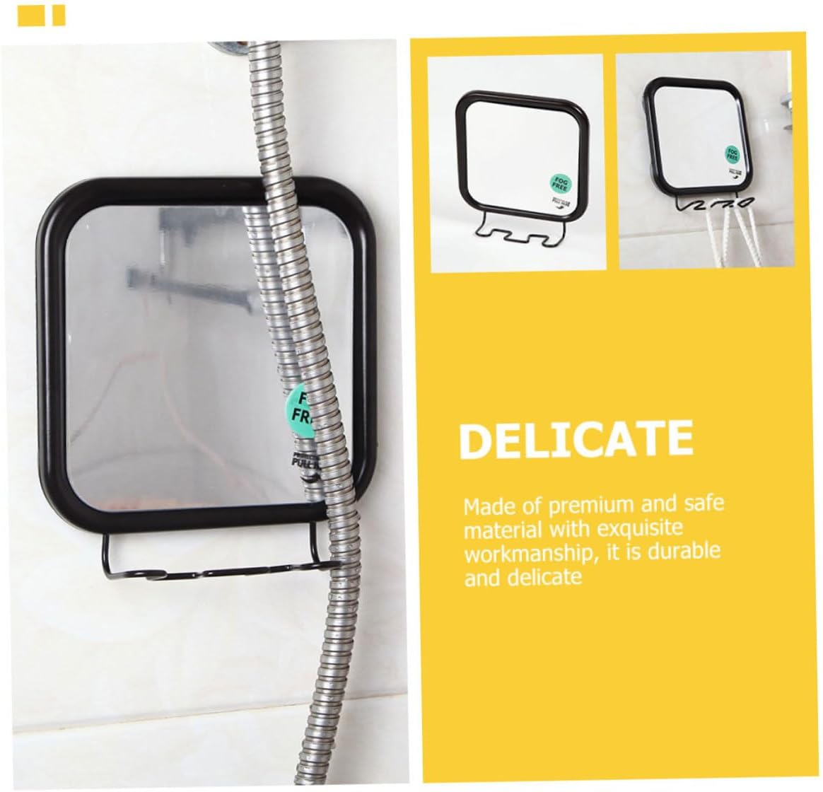 Wall Mounted Fogless Shower Mirror with Suction Cups