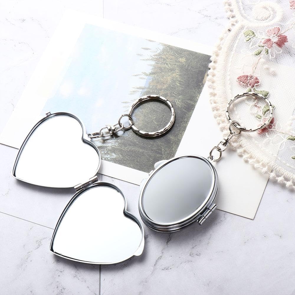 Portable Folding Mirror Keychain with Double-Sided Design