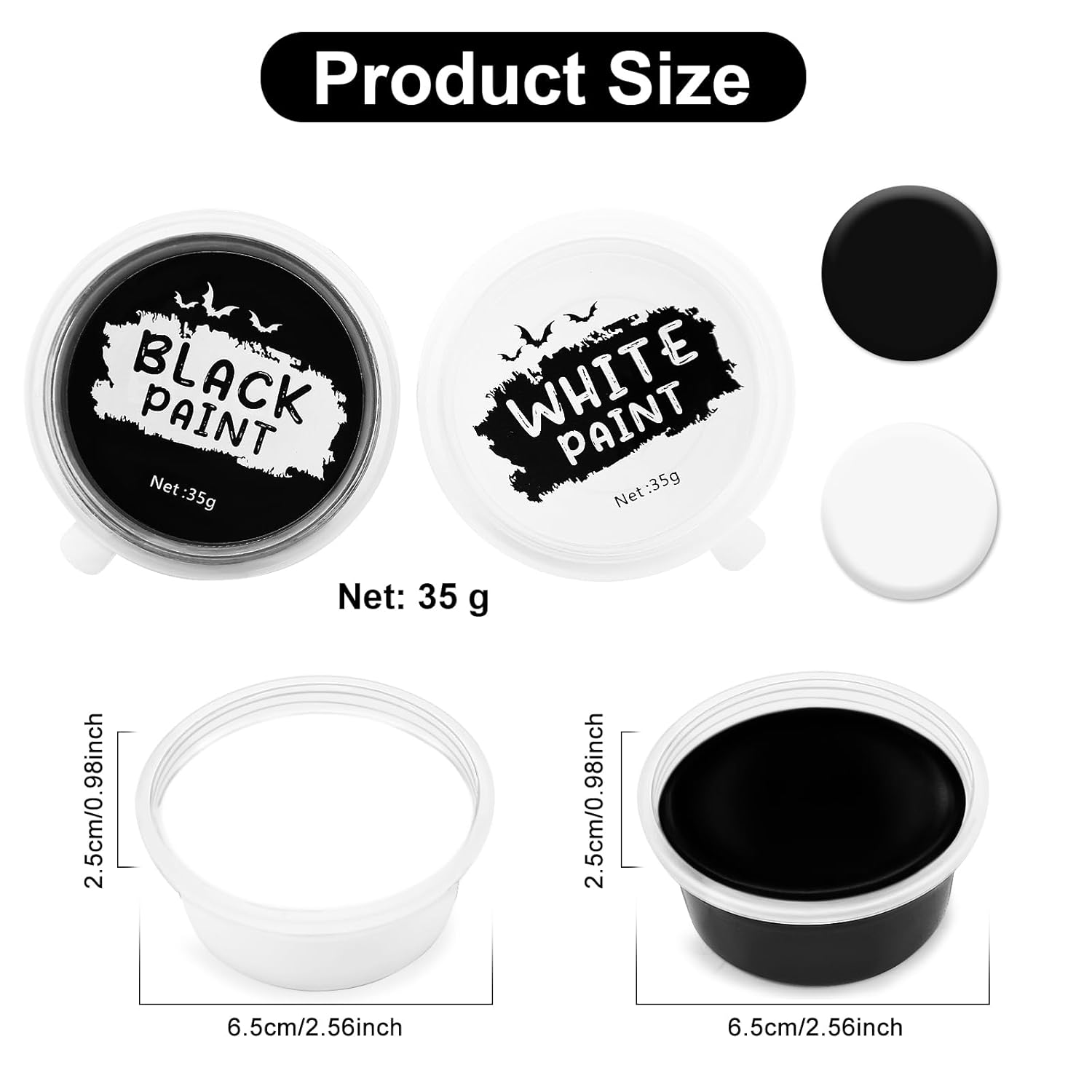 Paezm Face Paint Set - 25 oz Black White Halloween Makeup Kit