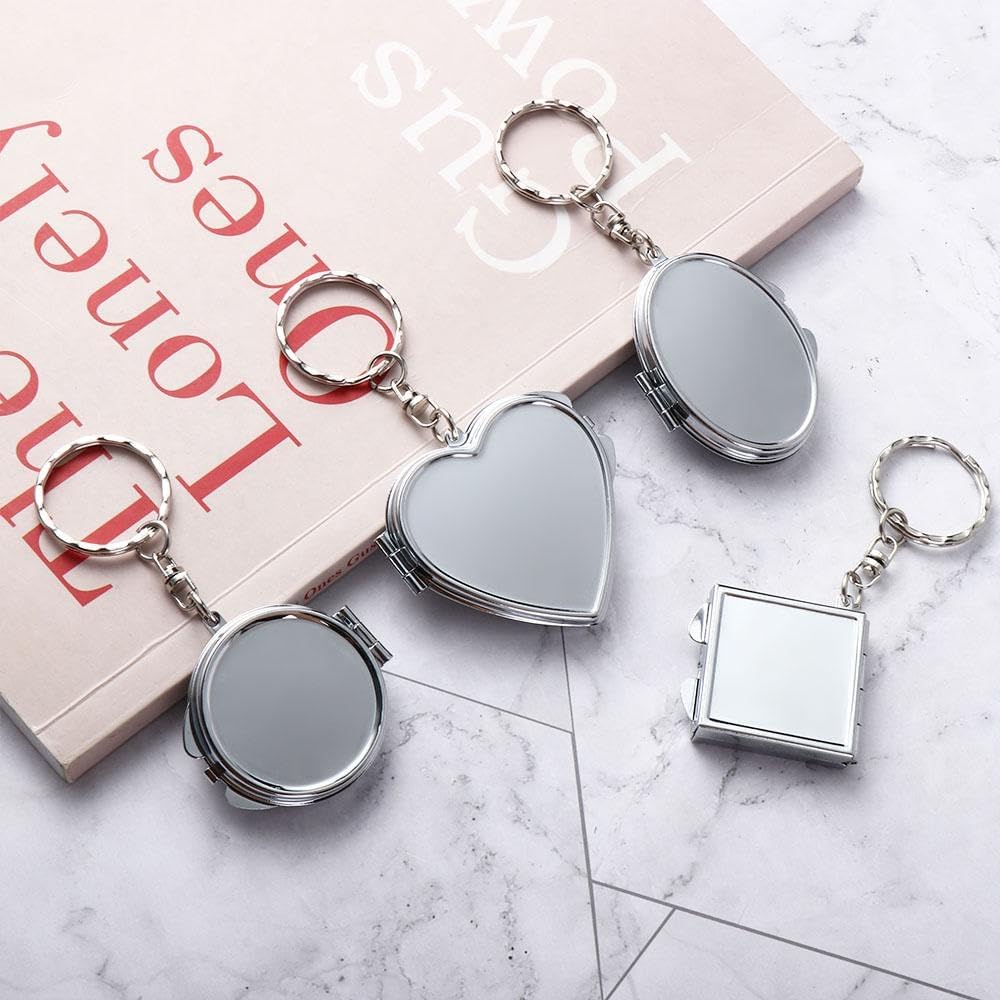 Portable Folding Mirror Keychain with Double-Sided Design