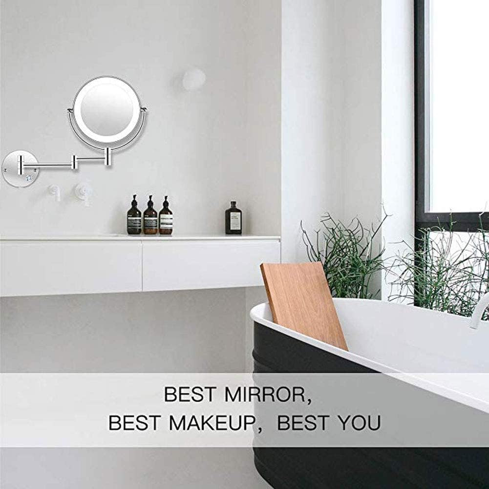 DEIHGE LED Wall Mount Makeup Mirror 5X Magnification Double Sided