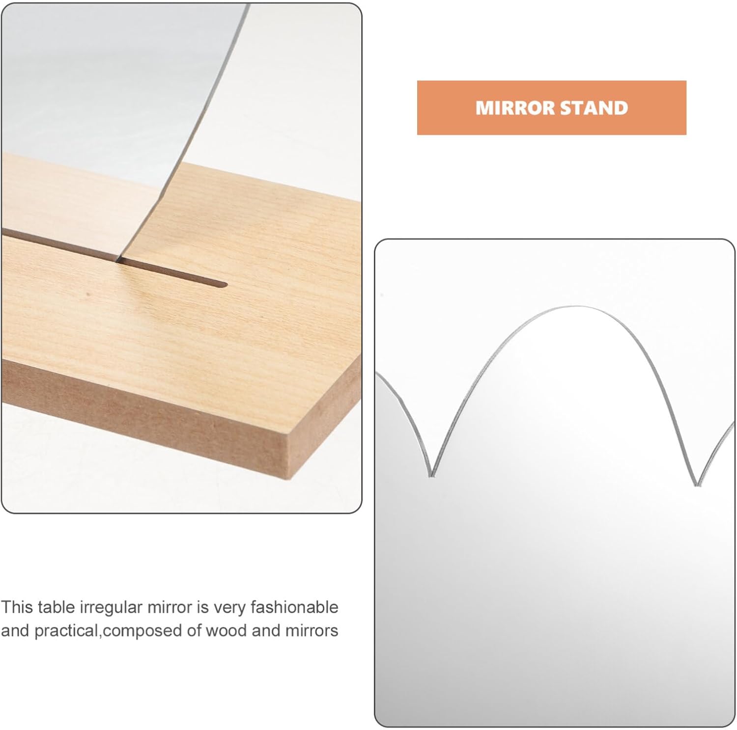 Cute Irregular Desk Mirror with Sturdy Stand