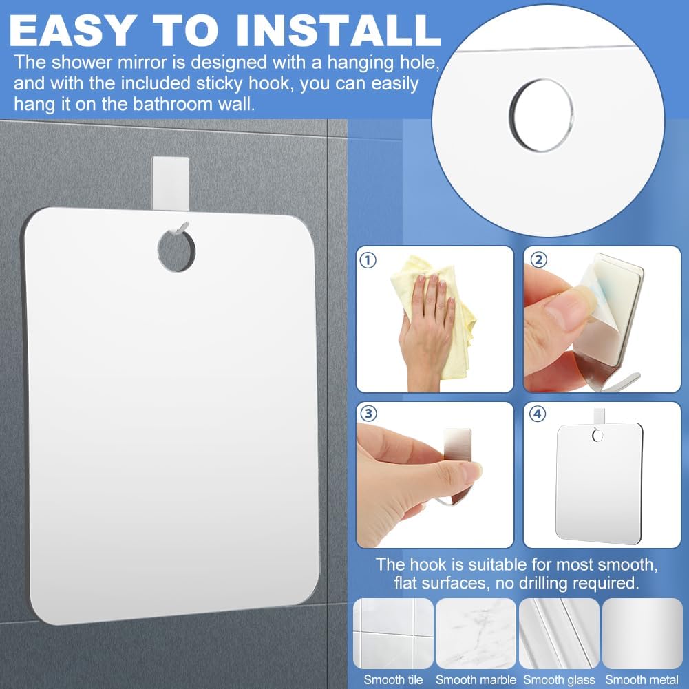 HINMAYGO Fogless Shower Mirror for Shaving 945 x 787 Wall Hanging