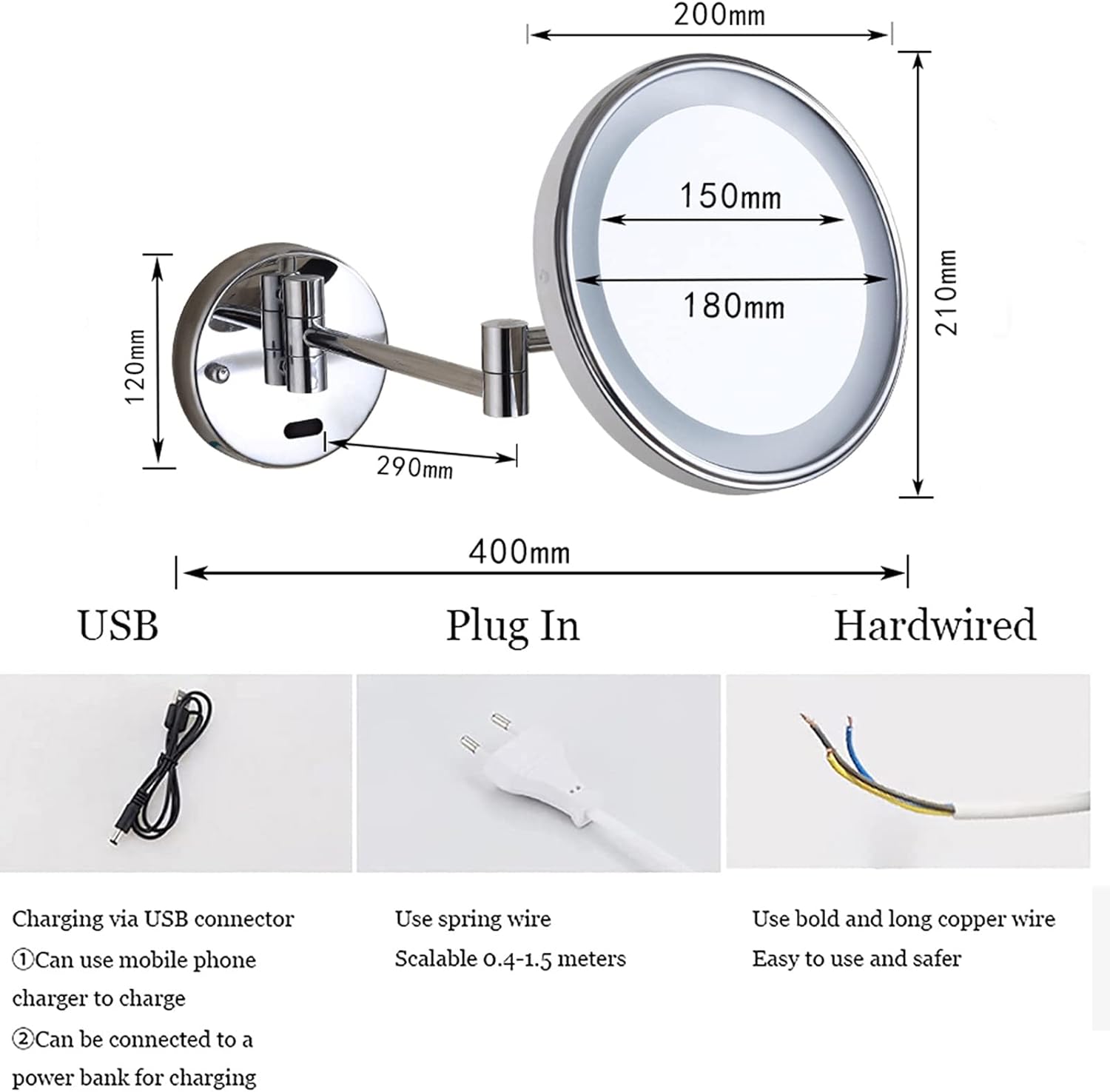 NOVOCE Smart Sensor Makeup Mirror with Lights 10X Magnification