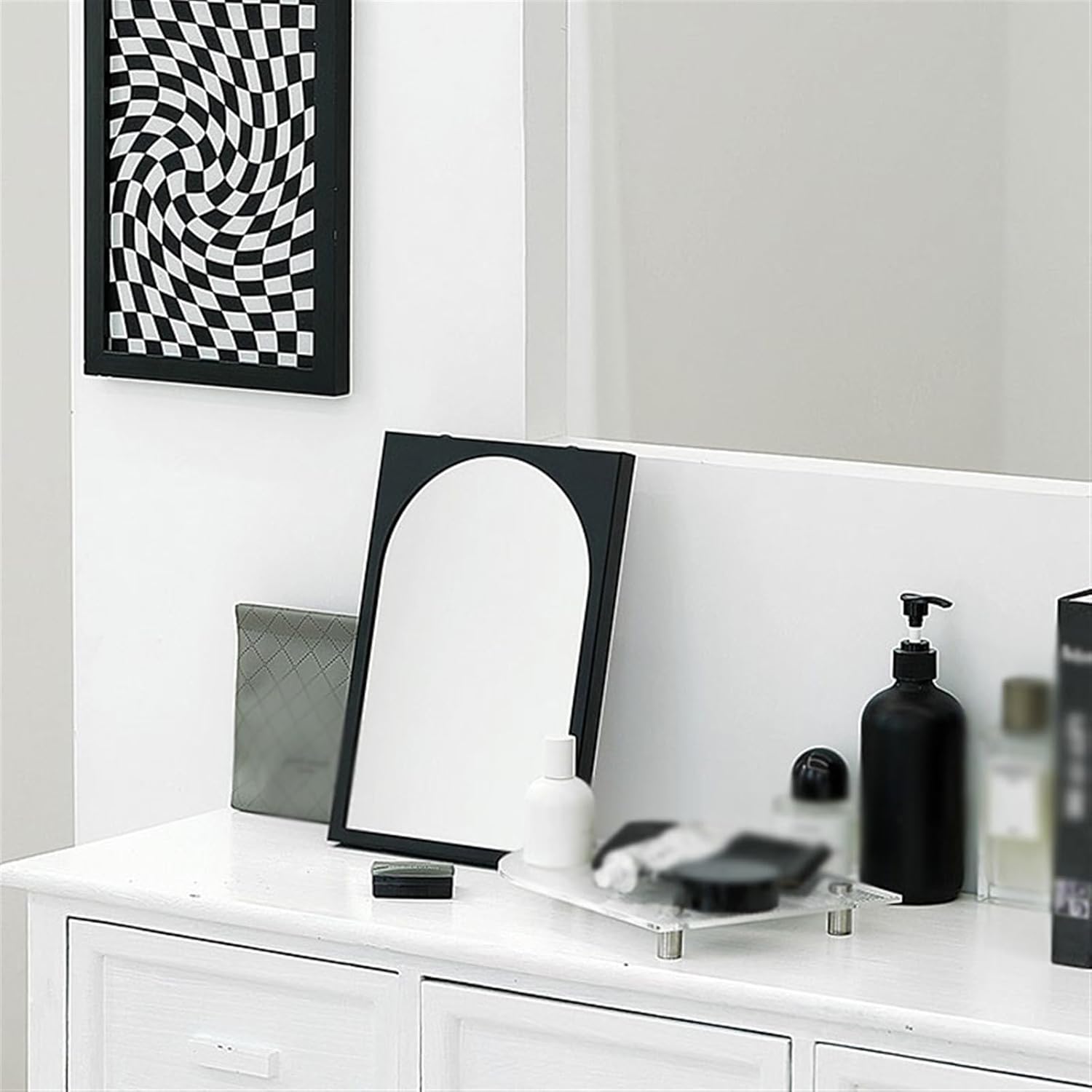 ZYYASHSV Minimalist Makeup Mirror Black