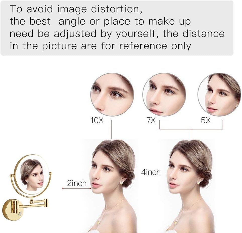 DEIHGE Wall-Mounted Makeup Mirror with LED Light and 360 Swivel
