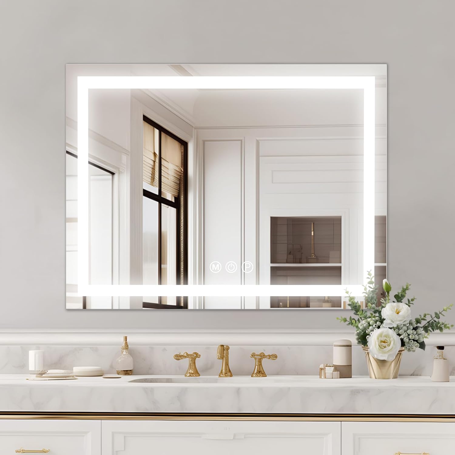 COOLJEEN 23x18 LED Vanity Mirror with Lights and USB Port