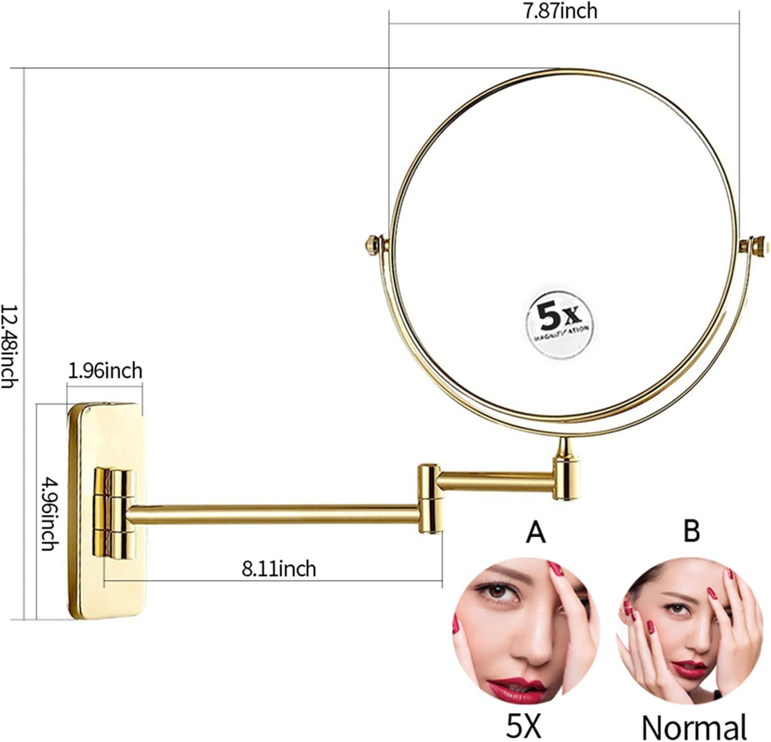 LZHIANG 8-Inch Double-Sided Vanity Mirror with 5X Magnification 1