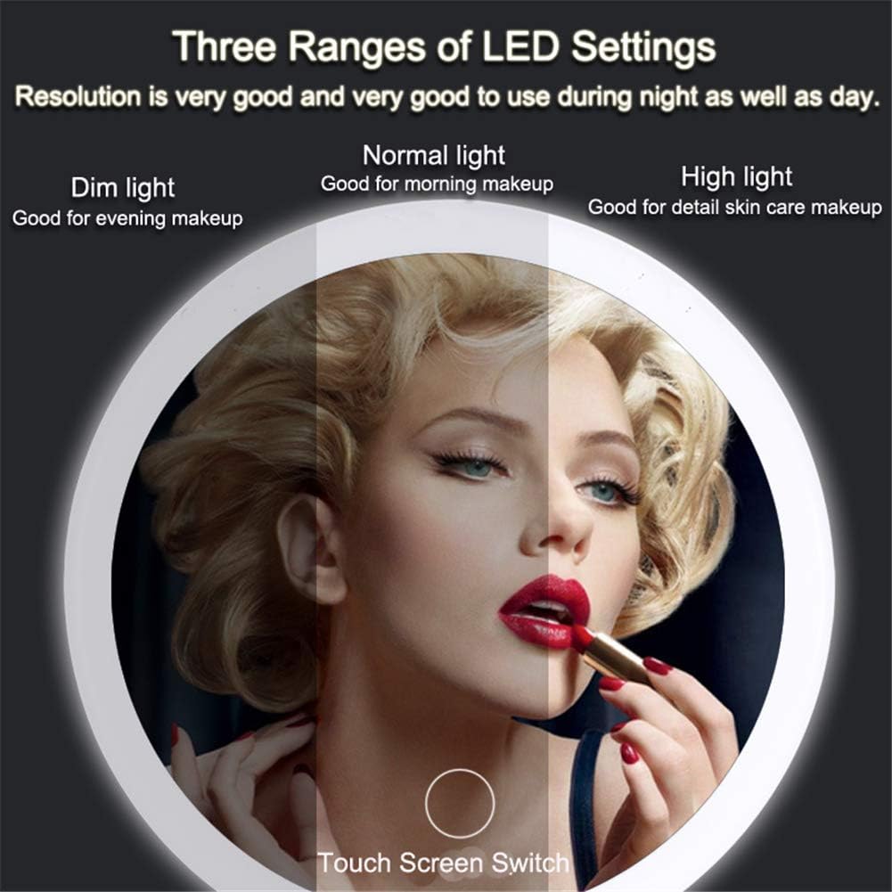 Rechargeable Lighted Makeup Mirror with 3 Bright Levels and Touch Screen