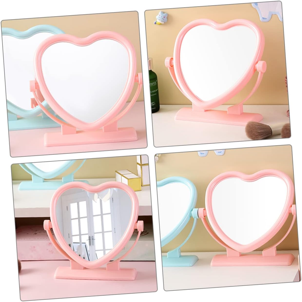 BESTYASH Heart Shaped Double Sided Makeup Mirror with Sturdy Base