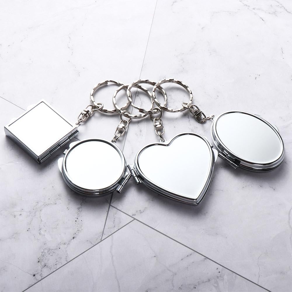 Double Sides Metal Cosmetic Mirror Keychain