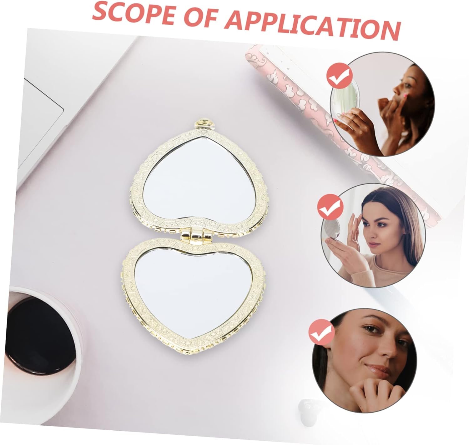 Heart Double-Sided Makeup Mirror for Beauty