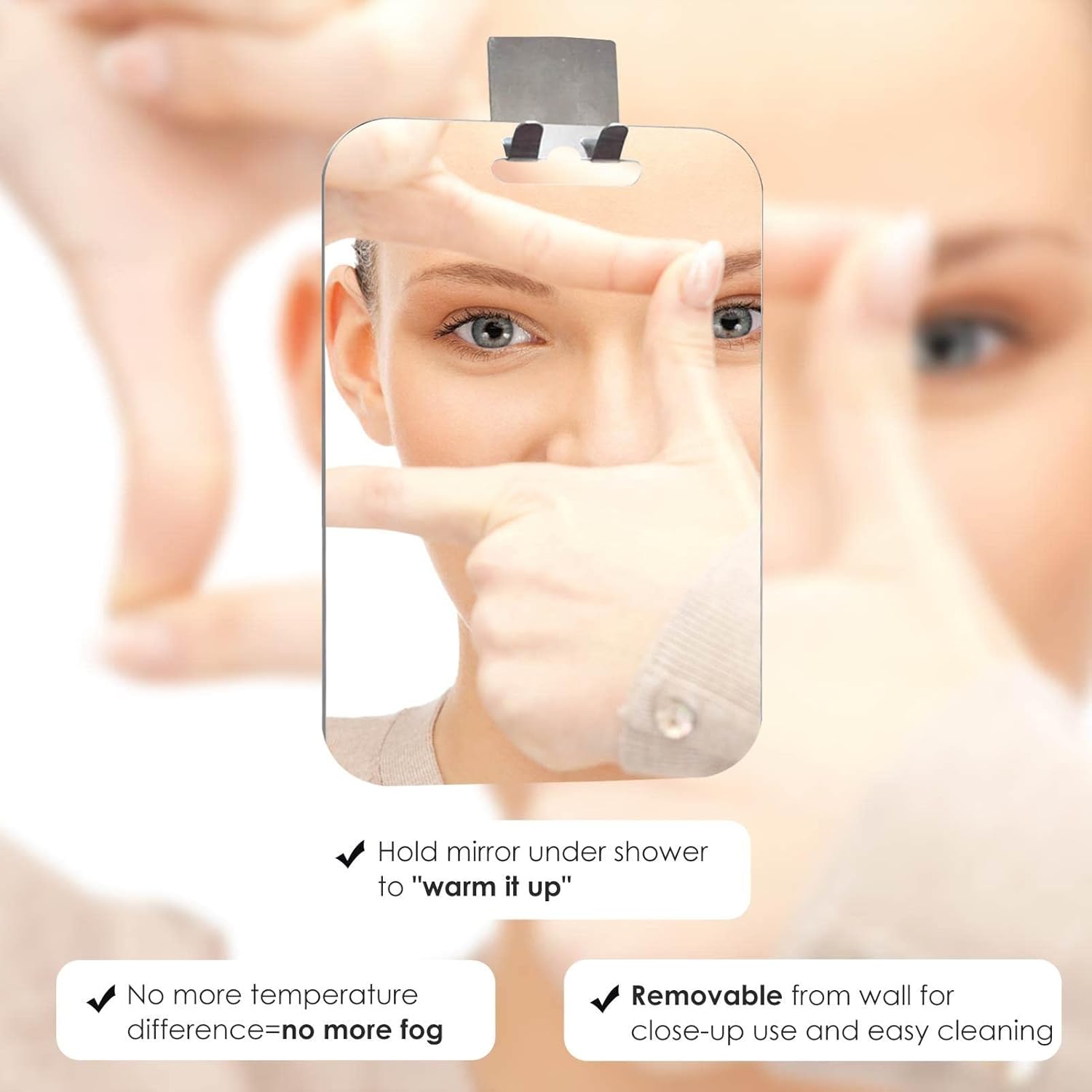Shenyy Fogless Shower Mirror with Shaver Holder