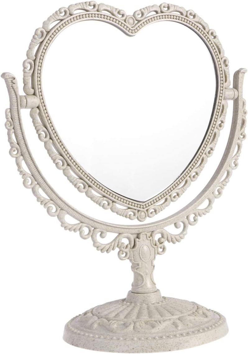 Lurrose Heart Shaped Vanity Mirror with 2X Magnification