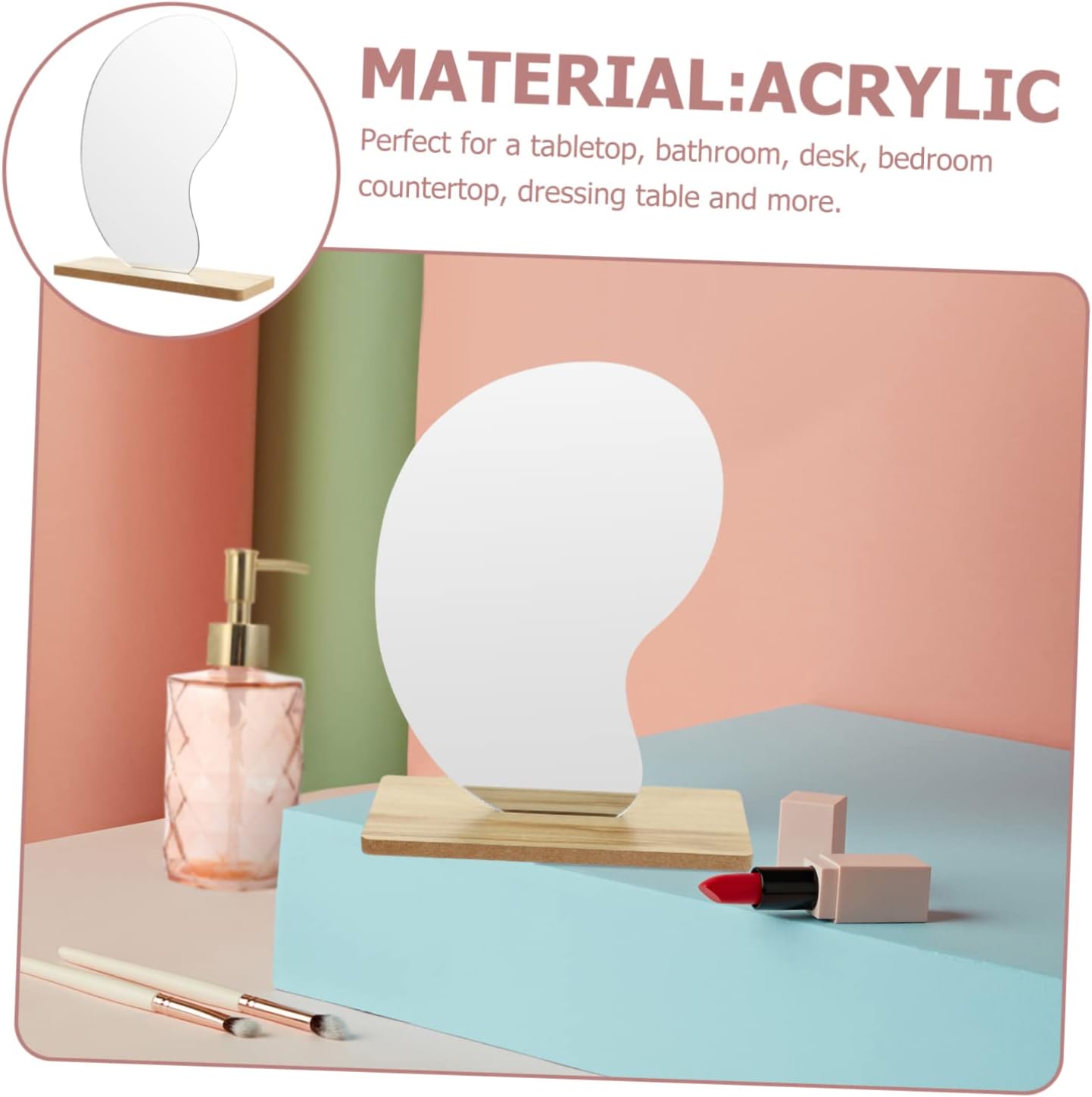 ULTECHNOVO Acrylic Flip Cosmetic Mirror Simple Shape Design Easy to Use