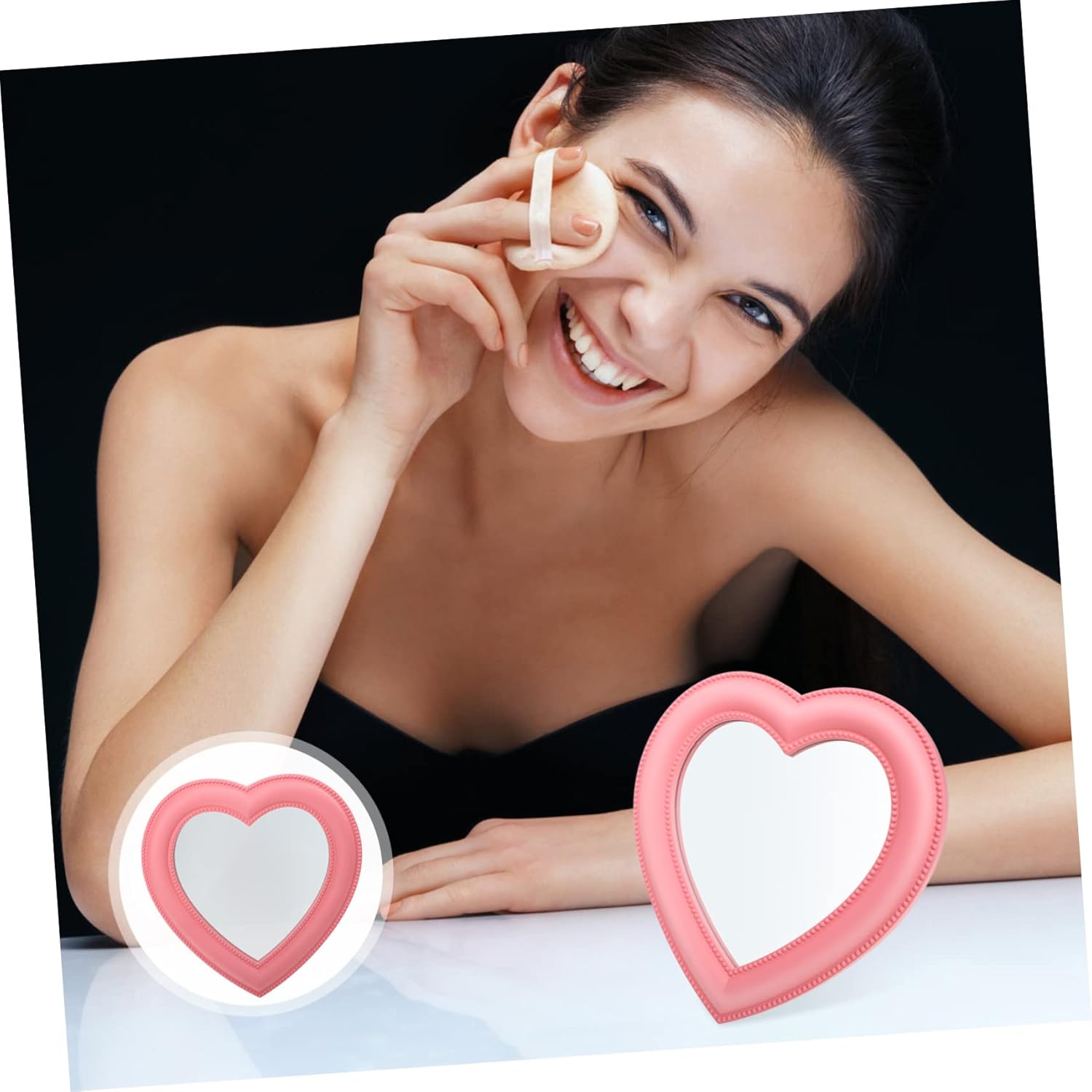 Beaupretty Heart Shape Makeup Mirror with Stand