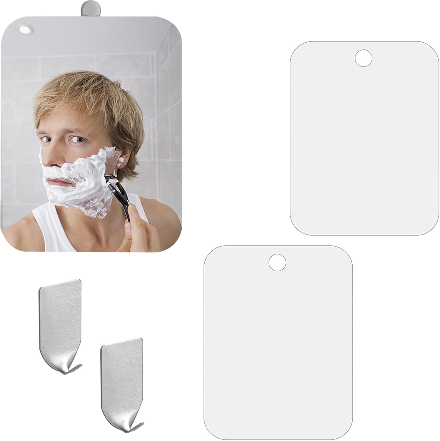 WAURCSY Fogless Shower Mirror 2PCS Set