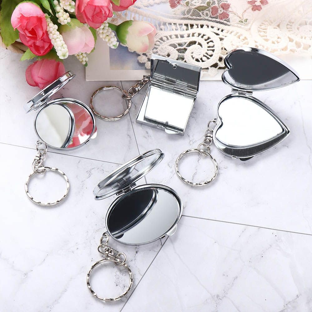Compact Folding Mirror Key Chain for Travel