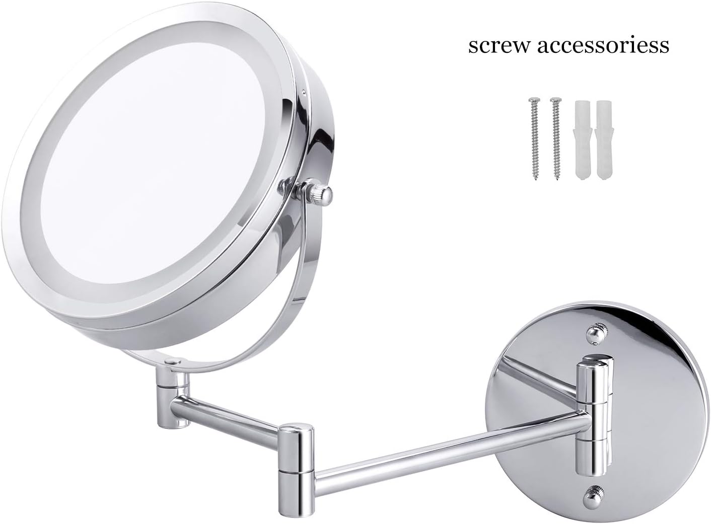 MMtong LED Double-Sided Magnifying Mirror 67 Inch Adjustable