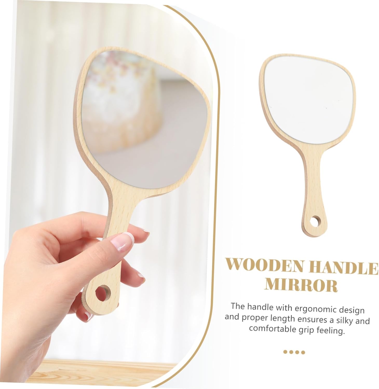 NOLITOY Wooden Makeup Mirror Portable for Travel and Salon Use