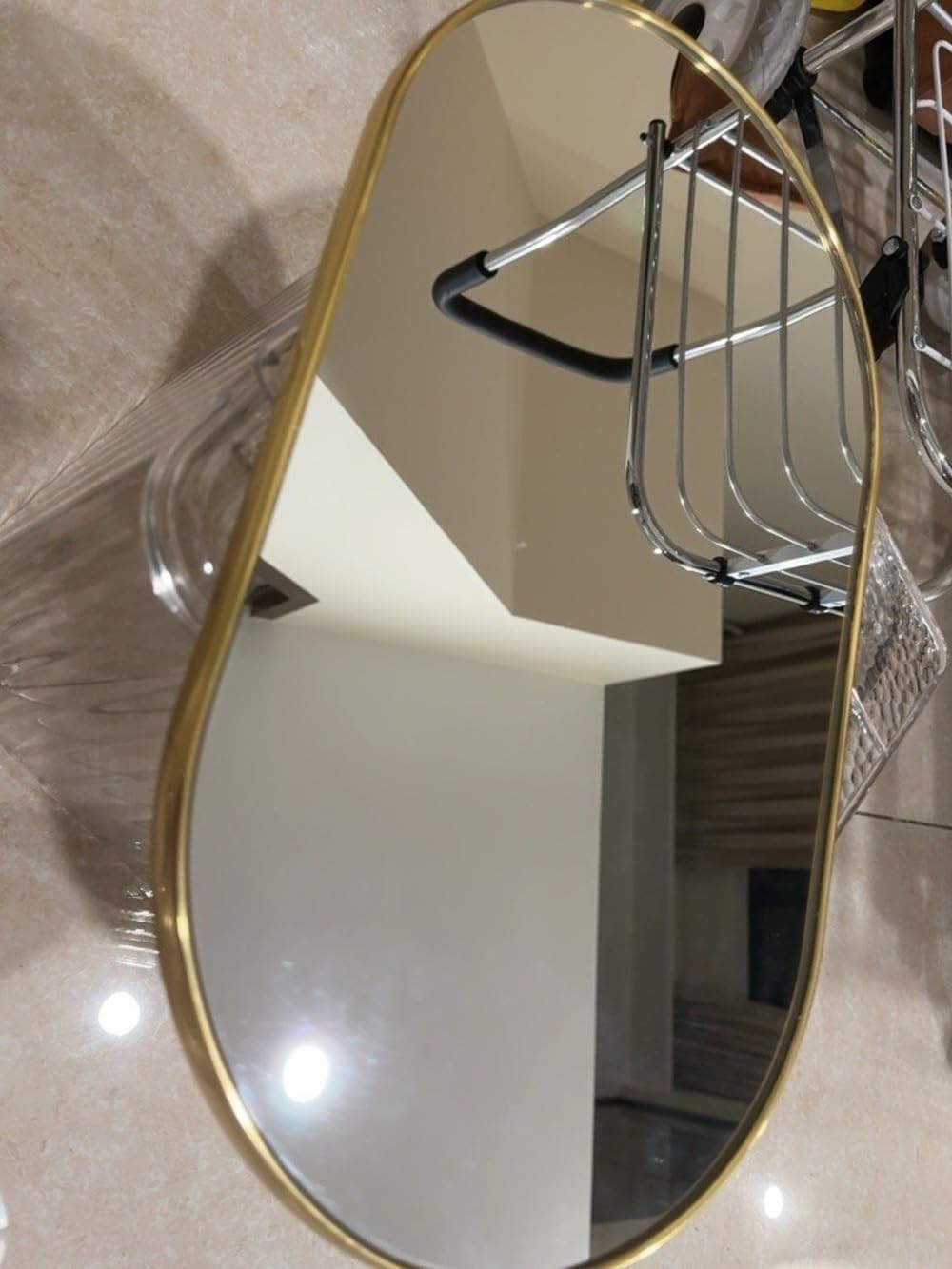 Full Body Door Mirror with Hanging Braided Rope Gold 92x159in