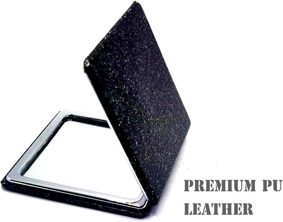 Black Compact Makeup Mirror with 1X2X Magnification