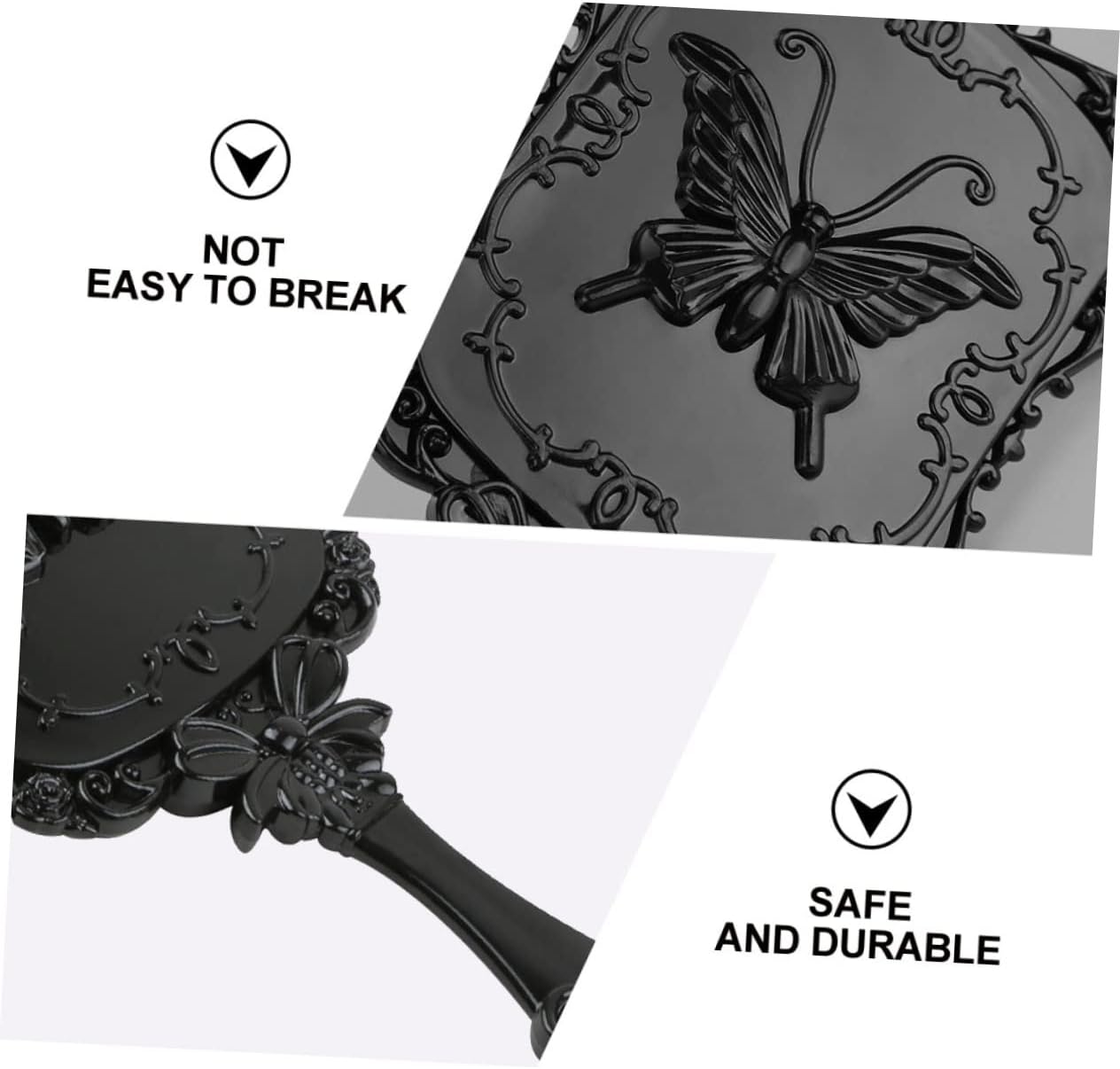 DOITOOL 2pcs Square Travel Beauty Mirror with Butterfly Carving