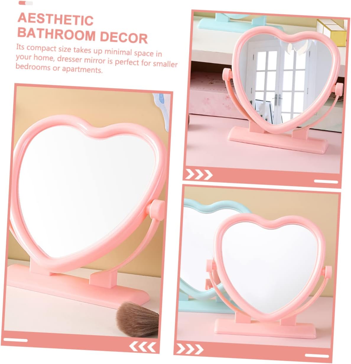 Heart Shaped Double Sided Mirror Portable Vanity Mirror