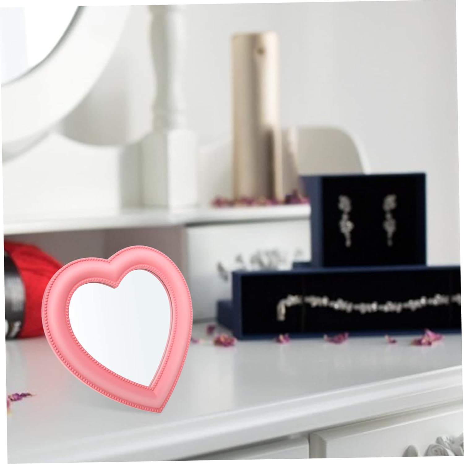 FRCOLOR Heart Shape Dresser Mirror Dual Use 1