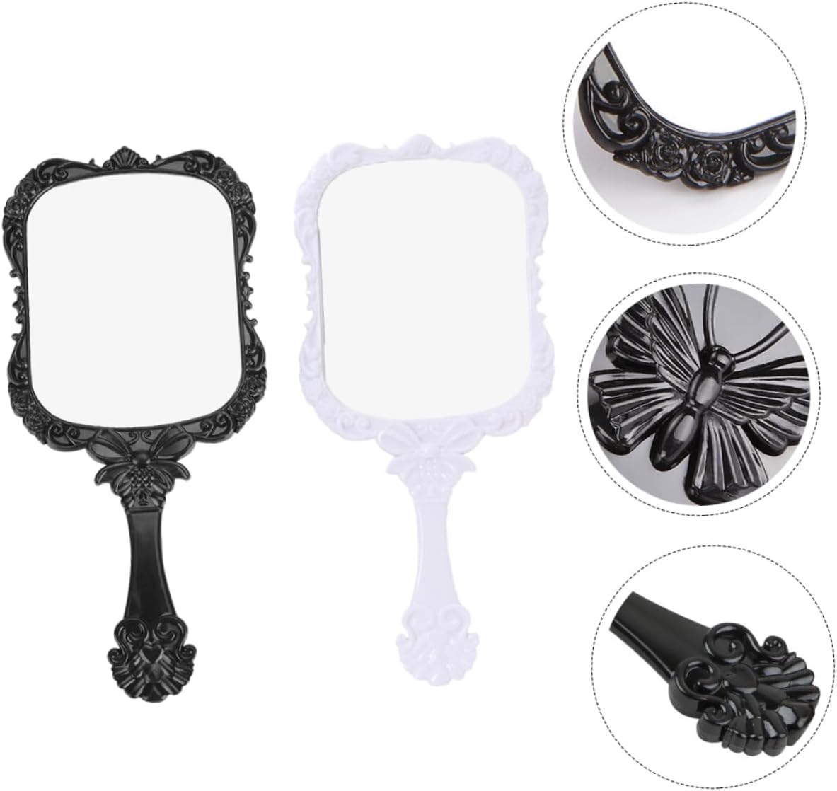 VICASKY 2Pcs Portable Vanity Mirror with Long Handle 1