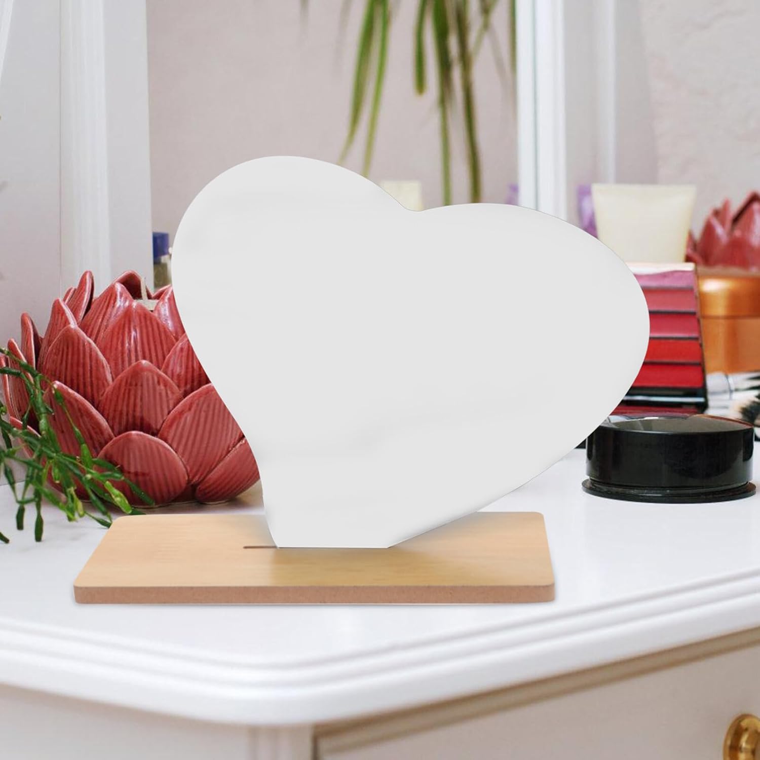 Kichvoe Irregular Heart-Shaped Makeup Mirror with Base