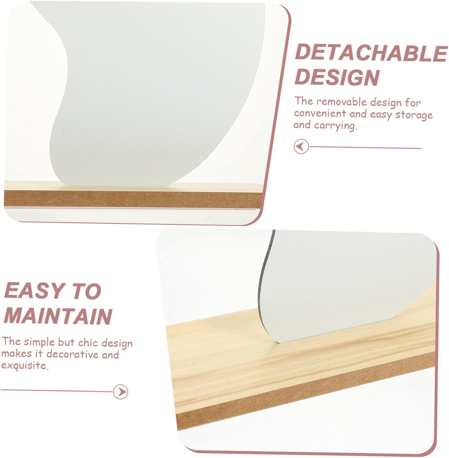 Healifty Wooden Base Desktop Cosmetic Mirror 1